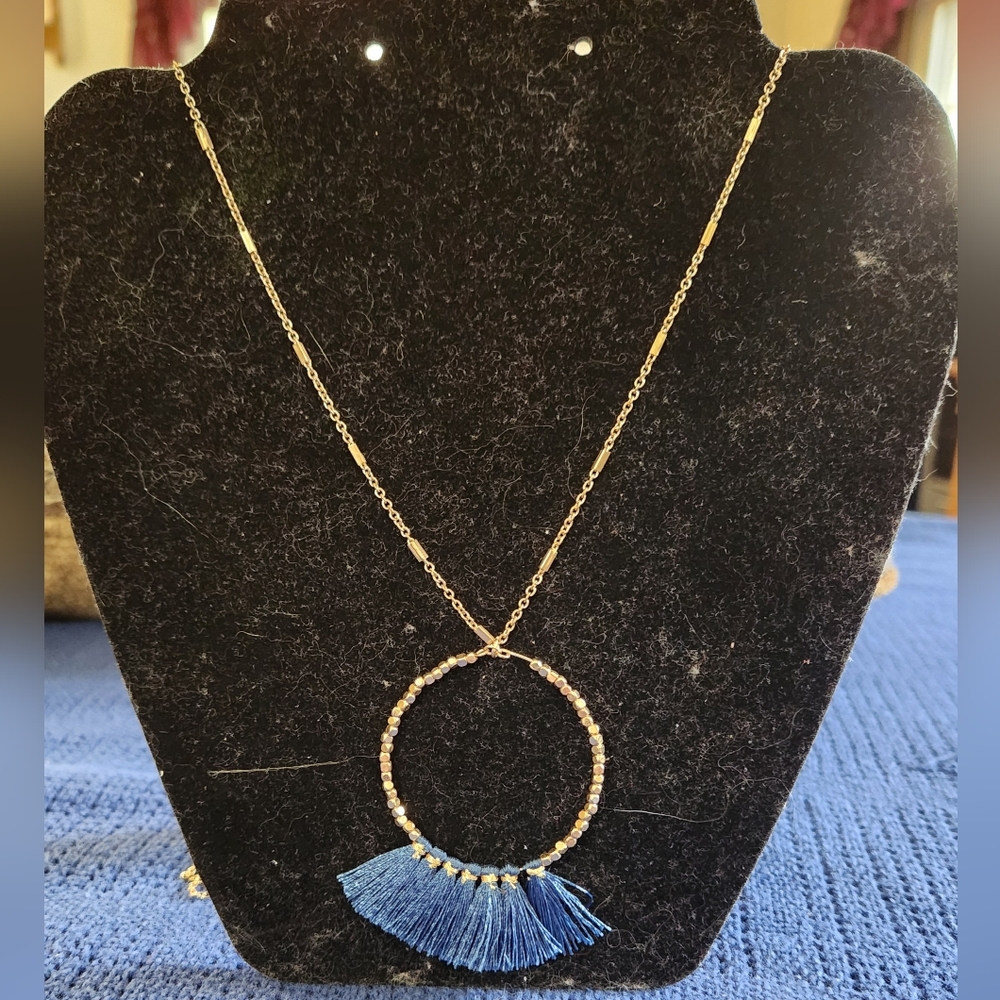 Elegant Blue Tassel Necklace